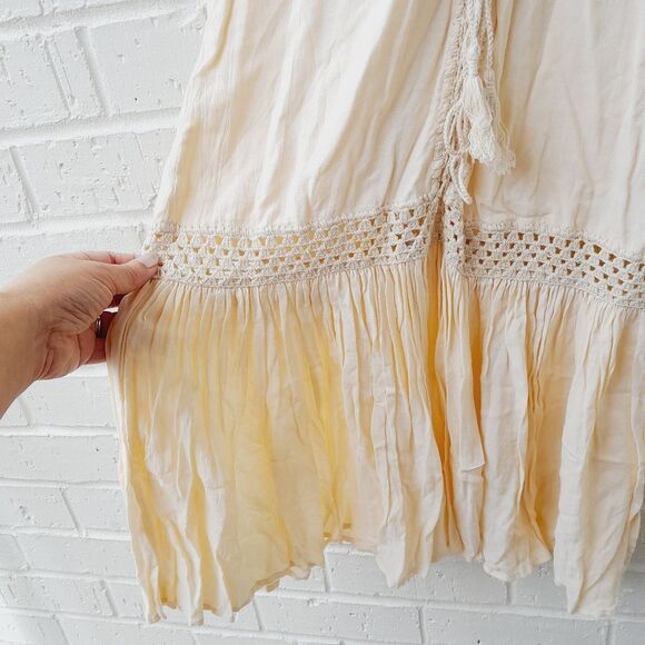 INDAH by Revolve Tunic Boho Look Dress w/ V-neck Crochet Trim Dress sz: S - Picture 5 of 12